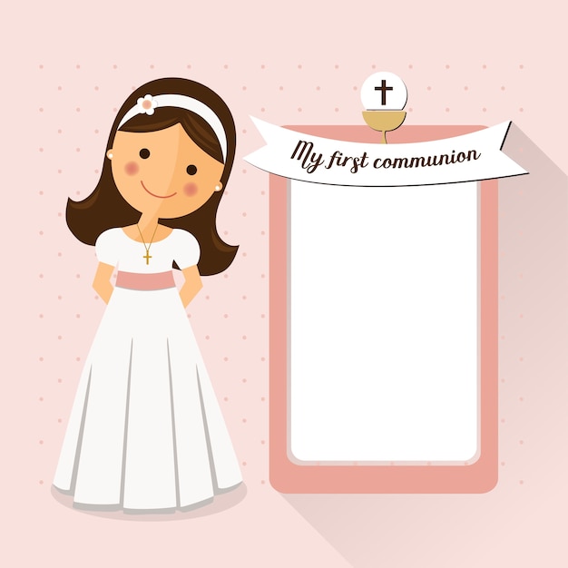 My first communion invitation with message on pink background | Premium ...