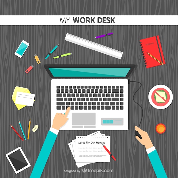 My Work Desk Vector Free Vector