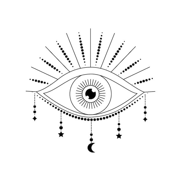 Premium Vector | Mystical eyes in line art style on white background.