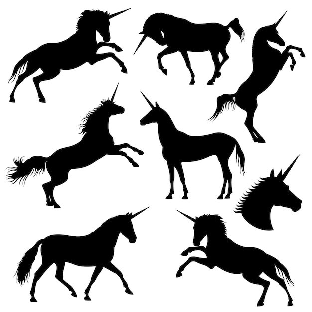 Download Mythical rebellious unicorn vector black silhouettes ...