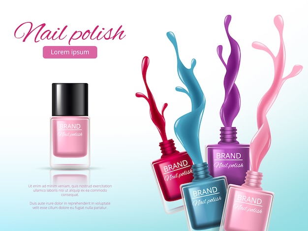  Nail polish, with colored splashes of nail polish glass paints bottles for woman makeup manicure.