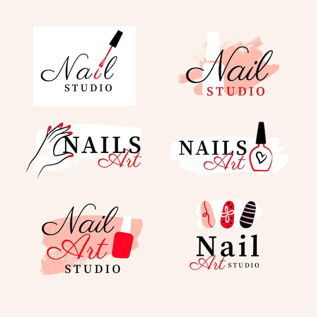 Nails art studio logo collection Premium Vector