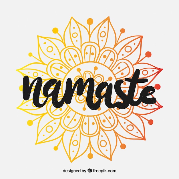 Free Vector | Namaste background with orange and yellow mandala