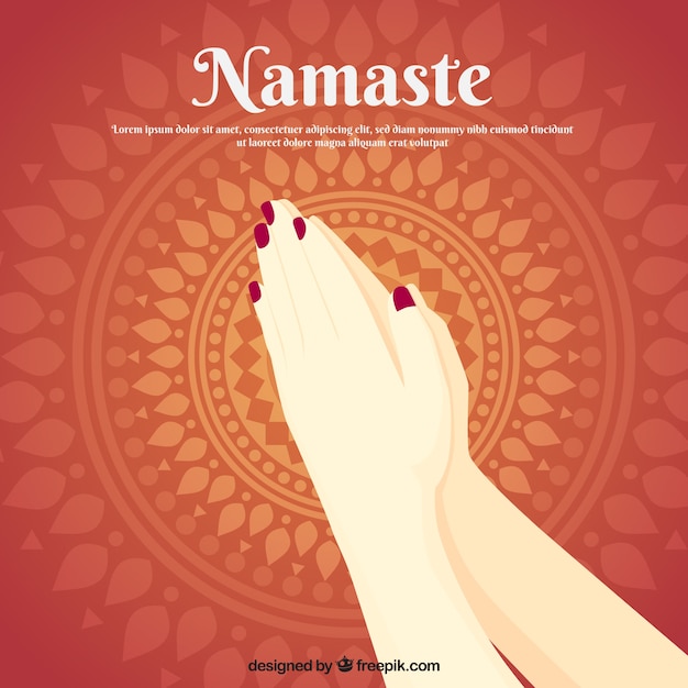 Free Vector Namaste Gesture With Classic Mandala