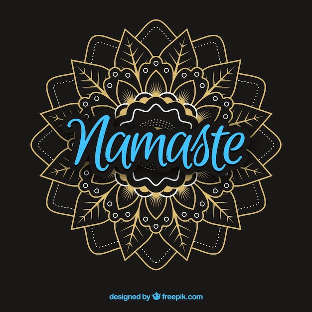 Namaste Lettering With Elegant Mandala Vector Free Download