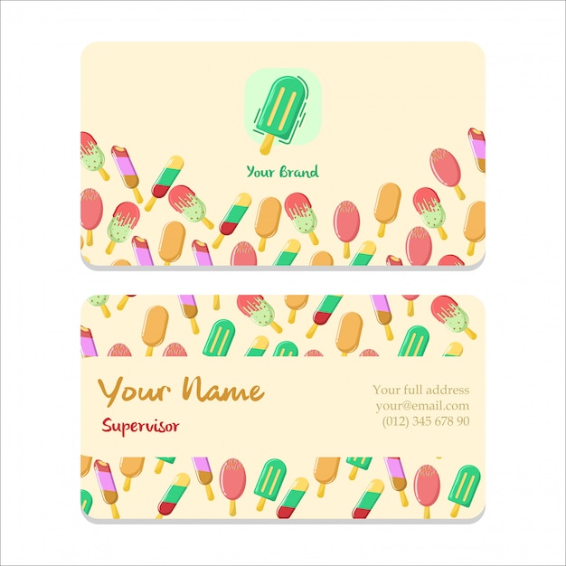 Name card bussiness ice cream flat design | Premium Vector