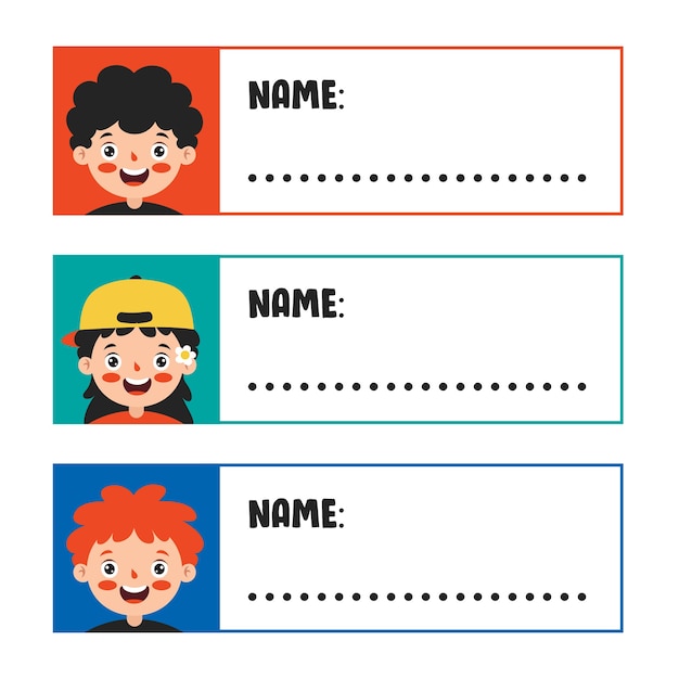 Premium Vector | Name tags for school children