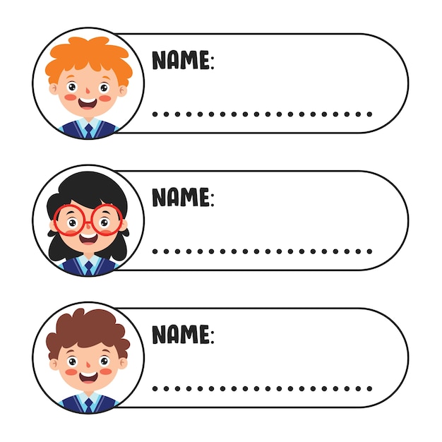 Premium Vector | Name tags for school children