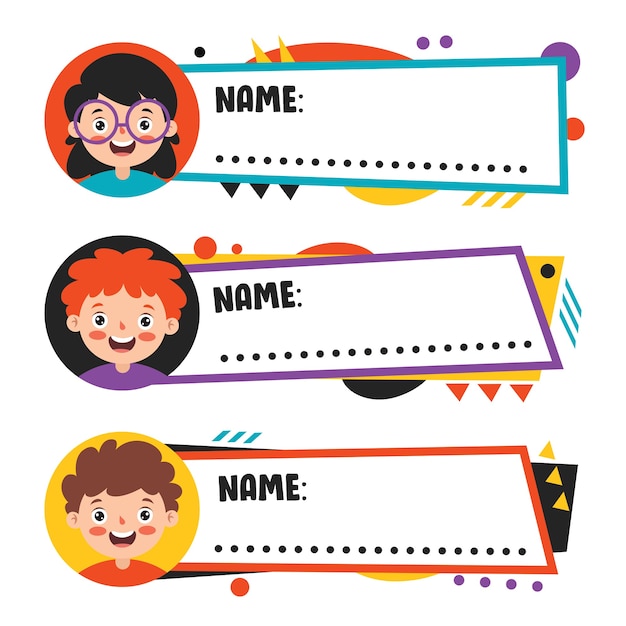 Download Premium Vector | Name tags for school children