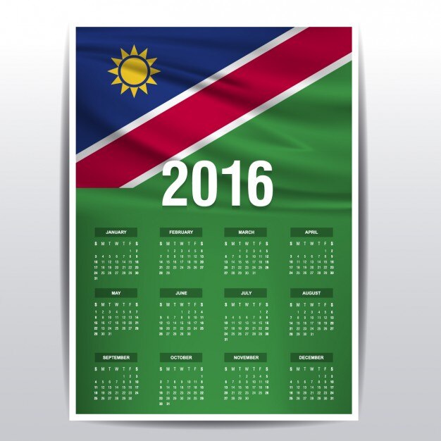 Namibia calendar of 2016 Vector Free Download