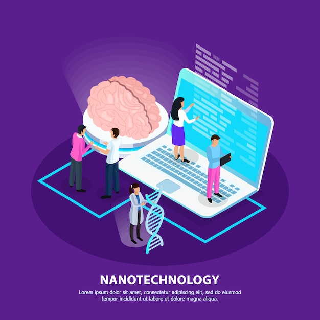 Nano technology isometric gradient background Free Vector