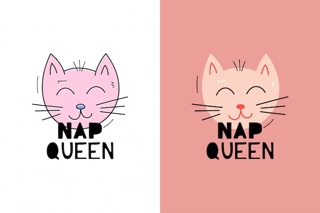 Download Nap queen cat label Vector | Premium Download