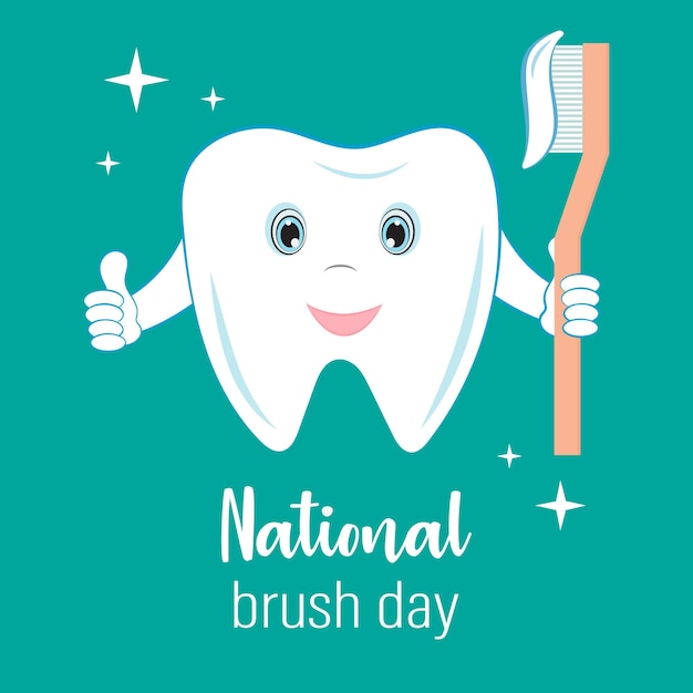 Premium Vector | National Brush Day Illustration Happy Smiling Tooth ...