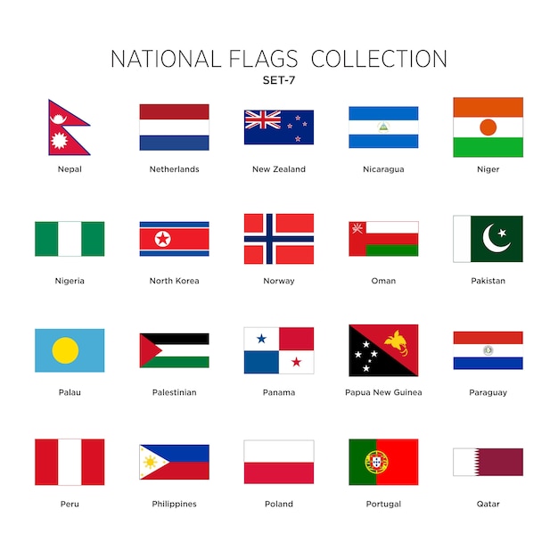 Premium Vector National Flags Collection Set