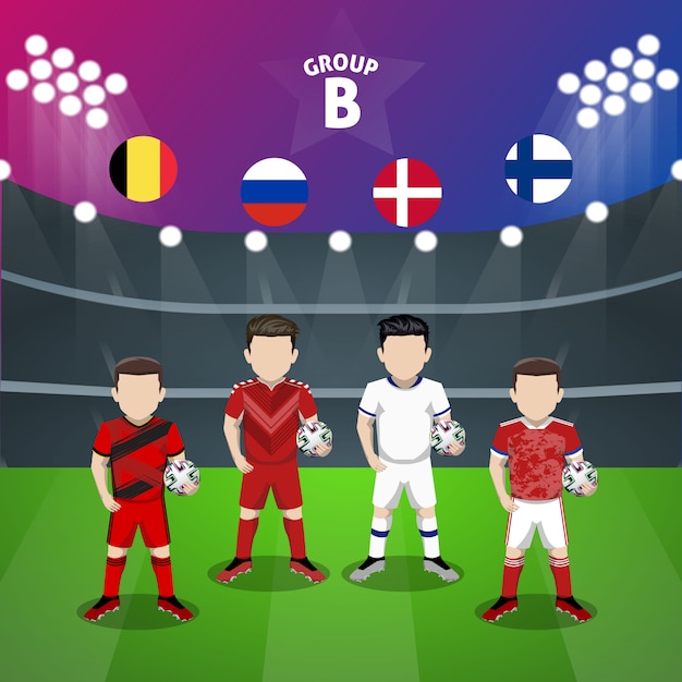 Premium Vector | National Football Team Group B Flat Character For ...