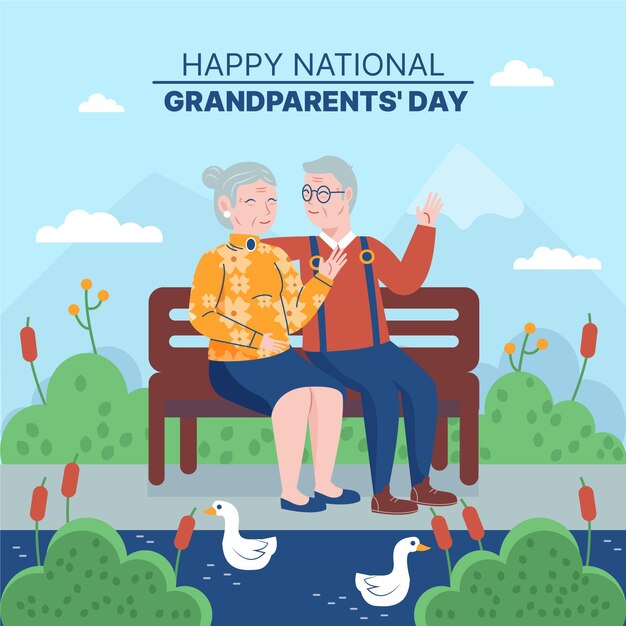 Free Vector | National grandparents' day with older couple