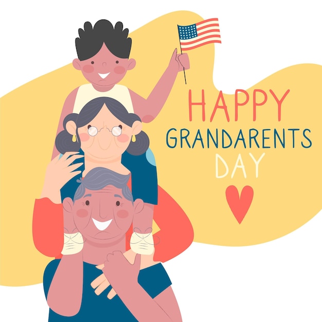 National Grandparents Day Celebration Free Vector Gambaran