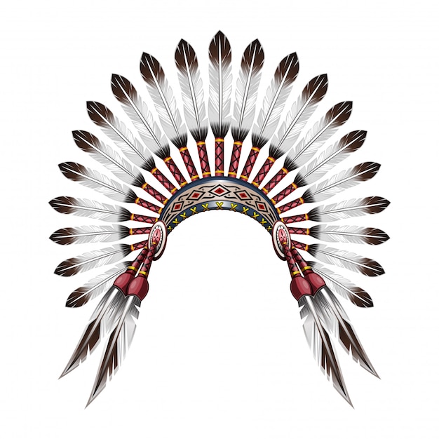 Premium Vector | Native american indian headdress. red indian tribal ...