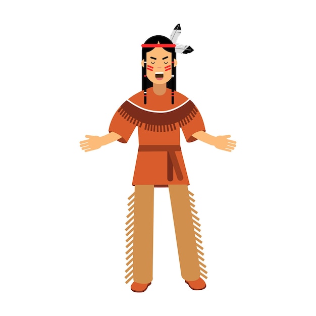 Premium Vector | Native american indian in traditional costume vector ...