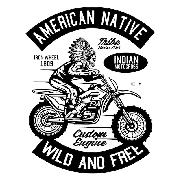 Premium Vector | Native american motocross