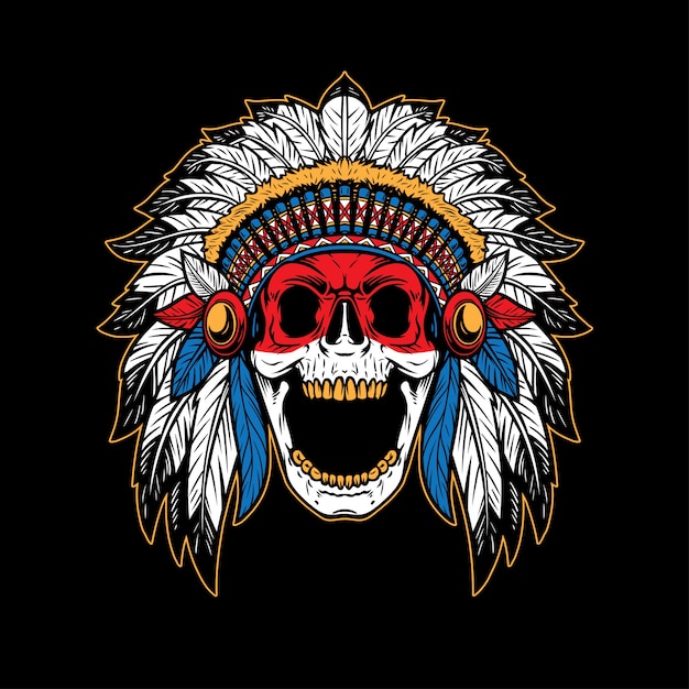 Download Native american skull chief | Premium Vector