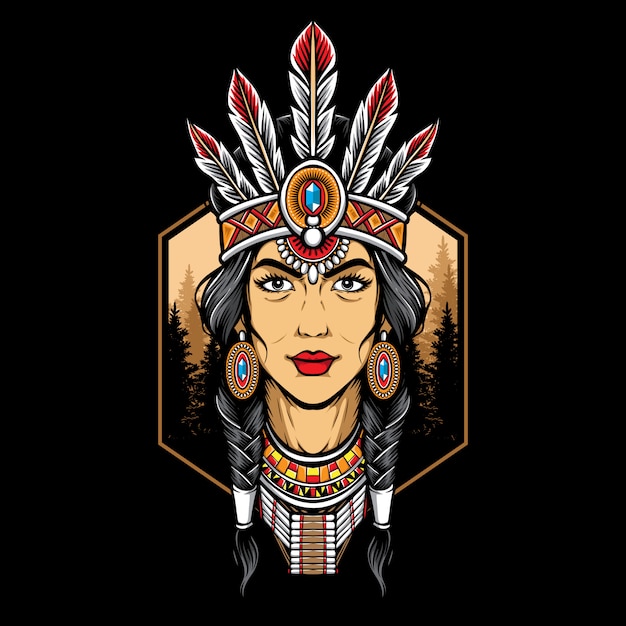 Download Native american woman logo | Premium Vector