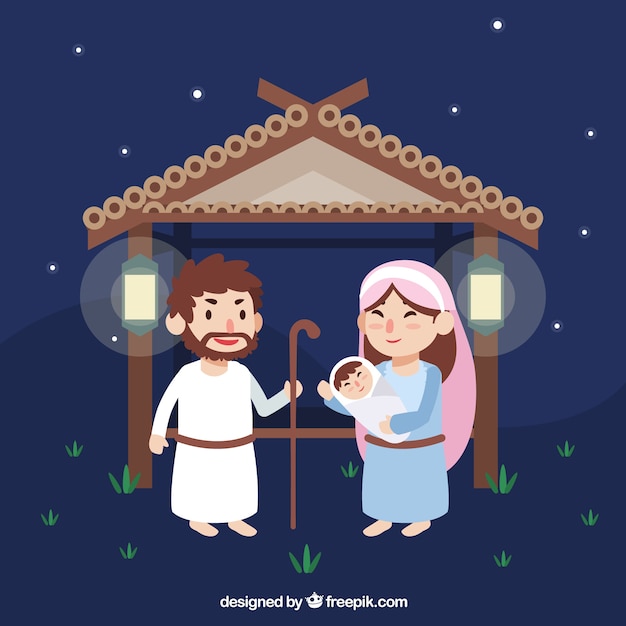 Nativity portal background with lovely\
characters