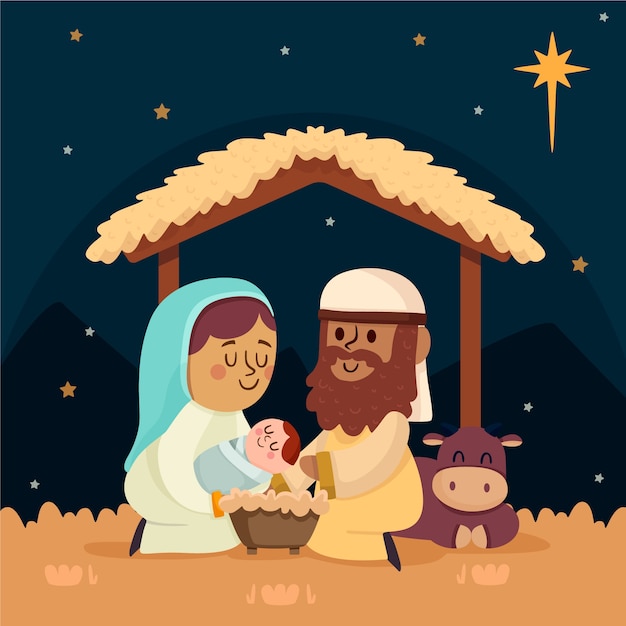 Free Vector | Nativity scene concept in falt design