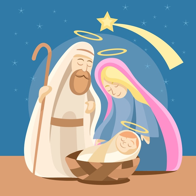 Free Vector | Nativity scene concept in flat design