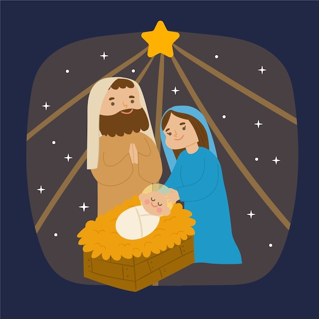 Free Vector | Nativity scene concept in hand drawn