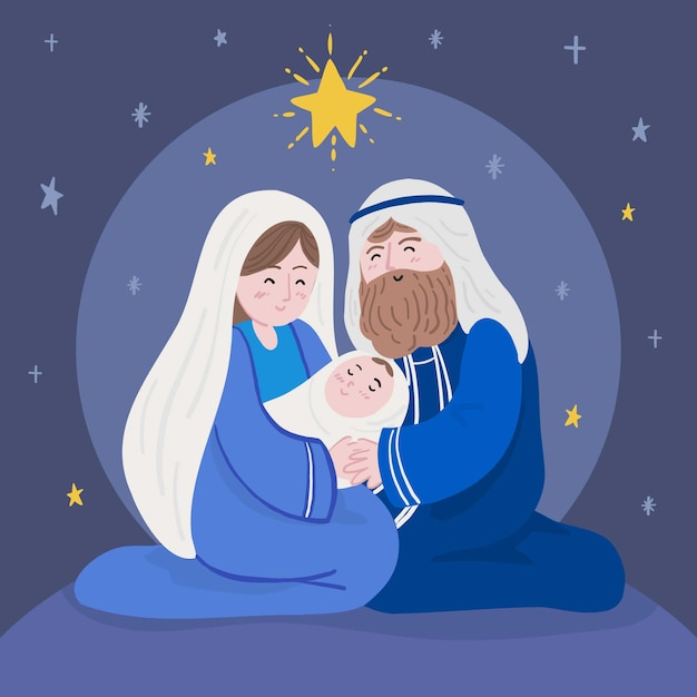 Nativity scene concept in hand drawn | Free Vector