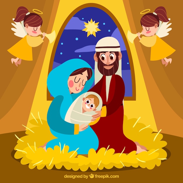 Nativity scene in flat design