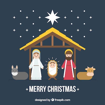 Free Vector | Nativity scene merry christmas background