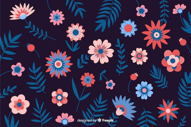 Natural background with colorful flowers Free Vector