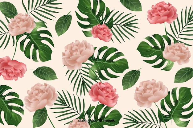 Free Vector | Natural background with realistic flowers