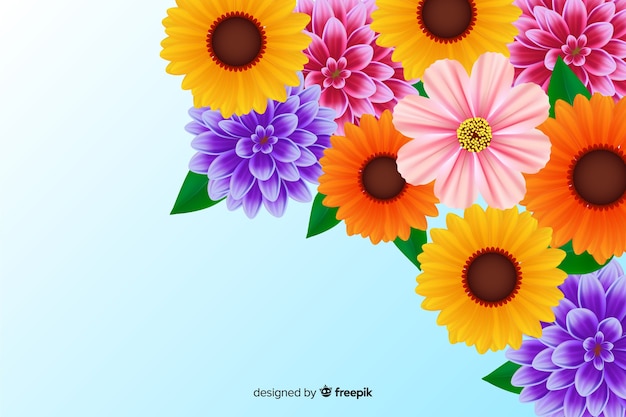 Free Vector | Natural background with realistic flowers