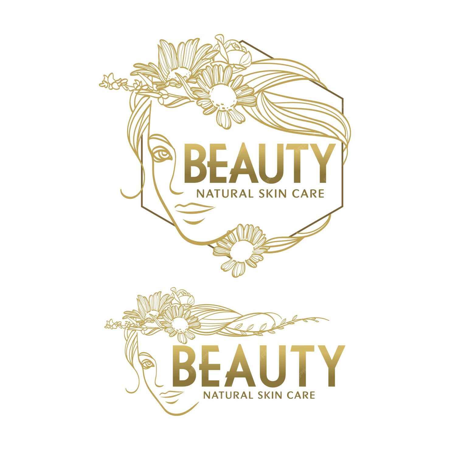 Premium Vector | Natural beauty skin care logo with woman face and floral