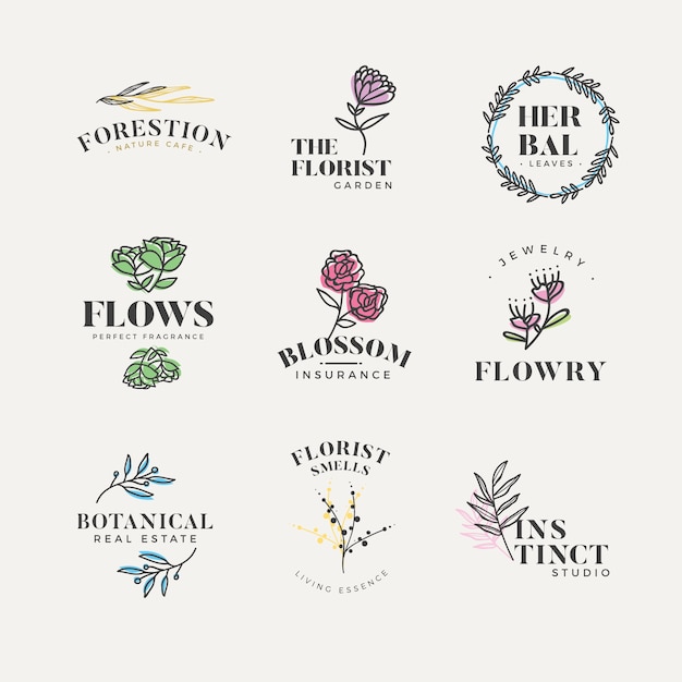 Download Free Natural Business Logo Set In Minimal Style Free Vector Use our free logo maker to create a logo and build your brand. Put your logo on business cards, promotional products, or your website for brand visibility.