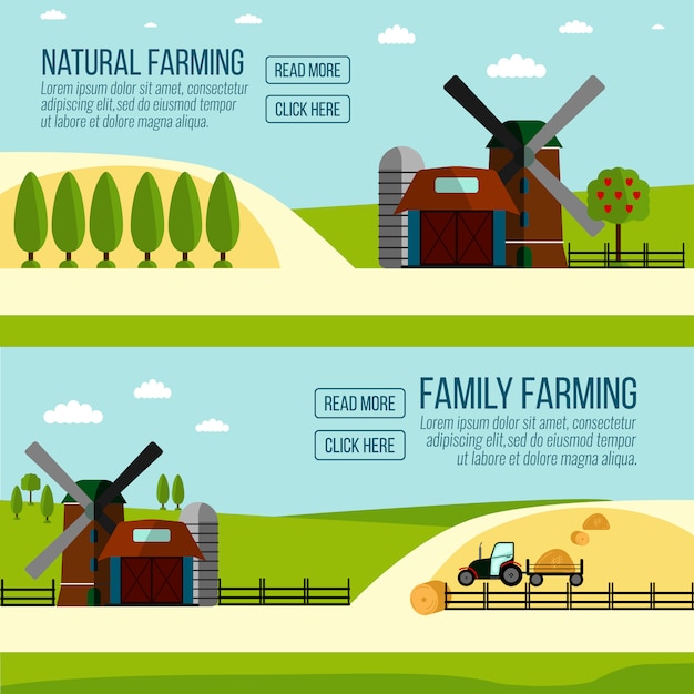 Premium Vector | Natural farming banner. agriculture farming and rural ...