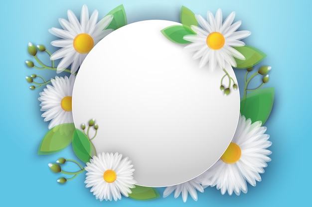 Premium Vector | Natural frame template daisy flowers around blank ...