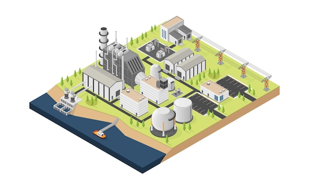 Premium Vector | The natural gas energy natural gas power plant with ...