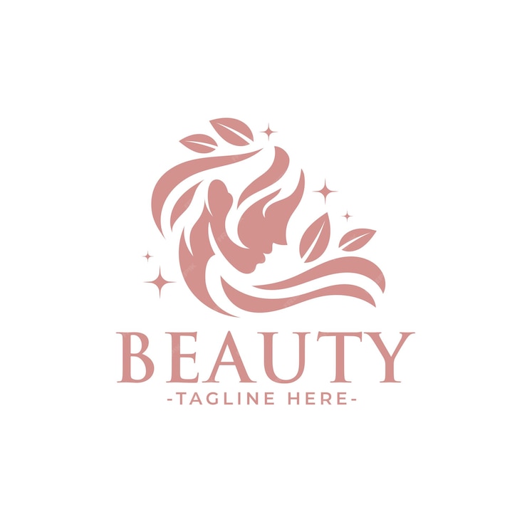  Natural pink beauty woman feminine logo template Premium Vector