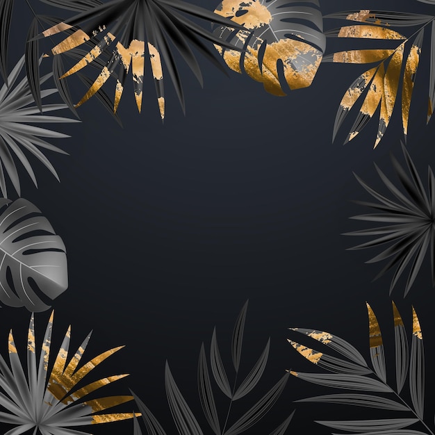 Premium Vector | Natural realistic black and gold palm leaf tropical