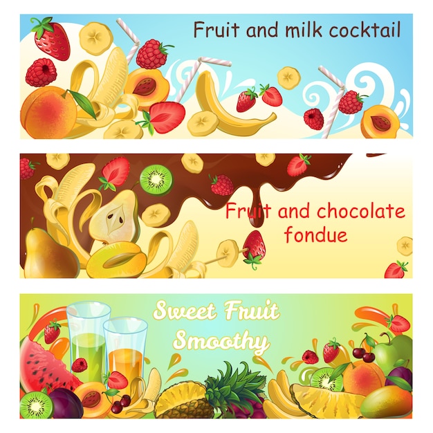 Download Natural sweet products horizontal banners with fresh ...