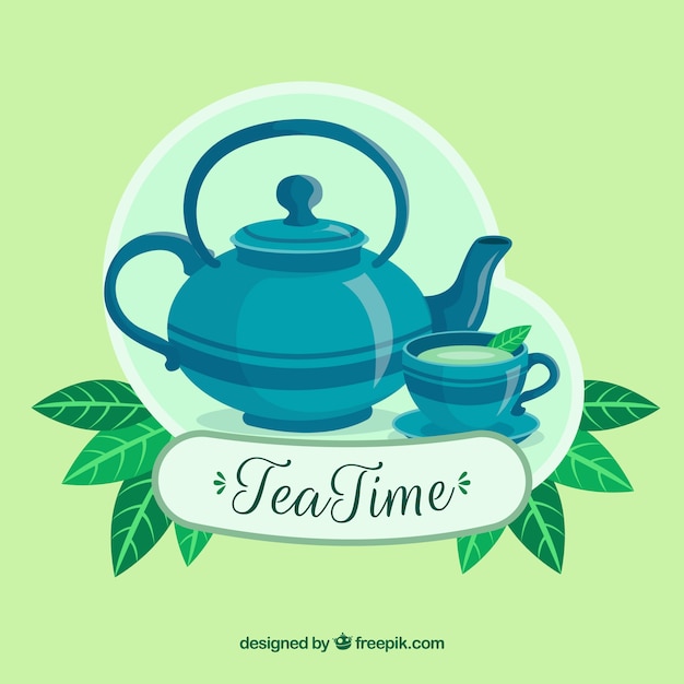 Natural tea leave background with flat design Free Vector