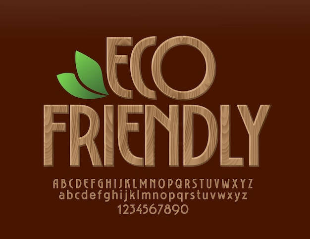 Premium Vector | Natural wood eco friendly font. bio tree pattern ...