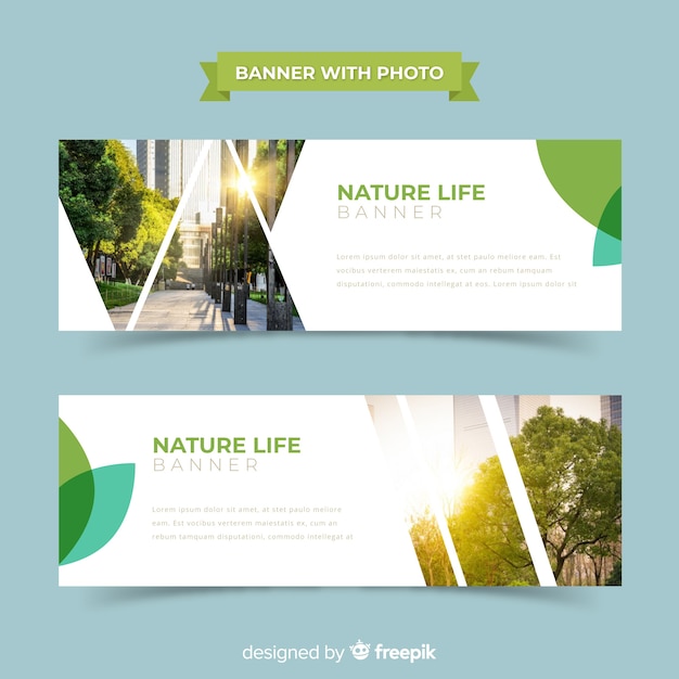 Free Vector | Nature banners with images