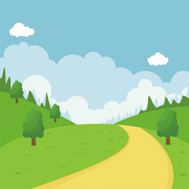 Download Premium Vector | Nature cartoon landscape illustration ...