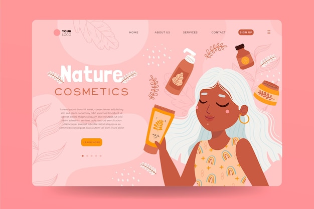 Download Free Download Free Nature Cosmetics Landing Page Template With Woman Use our free logo maker to create a logo and build your brand. Put your logo on business cards, promotional products, or your website for brand visibility.