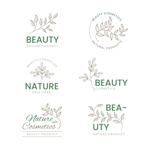 Premium Vector | Nature cosmetics logo set